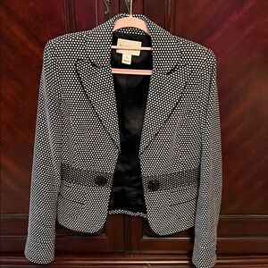 White House Black Market Black and White Polka Dot Blazer